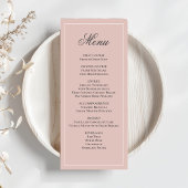 Blush Pink Wedding Script Dinner Menu