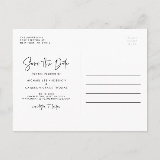 Blush Pink West Virginia Map Script Save the Date Aankondigingskaart (Achterkant)