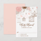 Blush Pink Whimsical Birdcages RSVP Card (Voorkant / Achterkant)