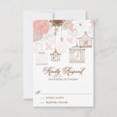 Blush Pink Whimsical Birdcages RSVP Card Kaartje (Voorkant)
