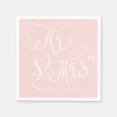 Blush Pink Whimsical Script | Meneer en mevrouw We Servet (Voorkant)
