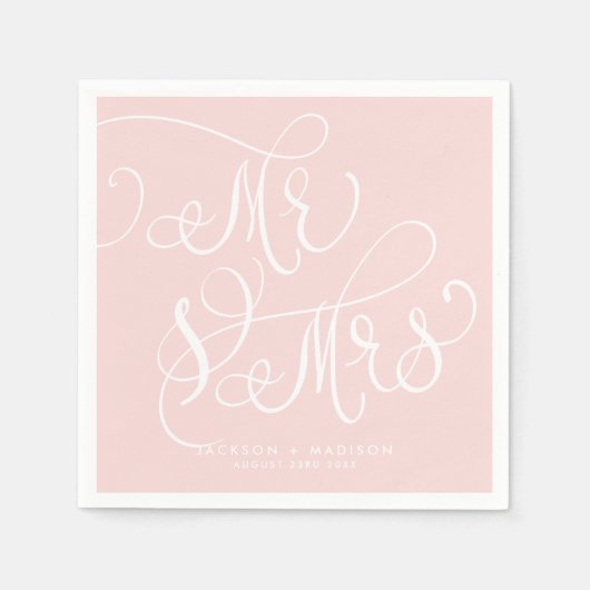 Blush Pink Whimsical Script | Meneer en mevrouw We Servet (Voorkant)