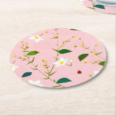 Blush Pink Whimsical Spring Flowers Blossom Ronde Kartonnen Onderzetter (Gebogen)