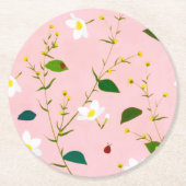 Blush Pink Whimsical Spring Flowers Blossom Ronde Kartonnen Onderzetter (Voorkant)
