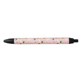 Blush Pink Whimsical Spring Flowers Blossom Zwarte Inkt Pen (Voorkant)