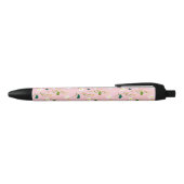 Blush Pink Whimsical Spring Flowers Blossom Zwarte Inkt Pen (Bovenkant)
