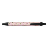 Blush Pink Whimsical Spring Flowers Blossom Zwarte Inkt Pen (Achterkant)