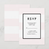 Blush Pink White 3 Stripes RSVP Kaartje (Voorkant / Achterkant)