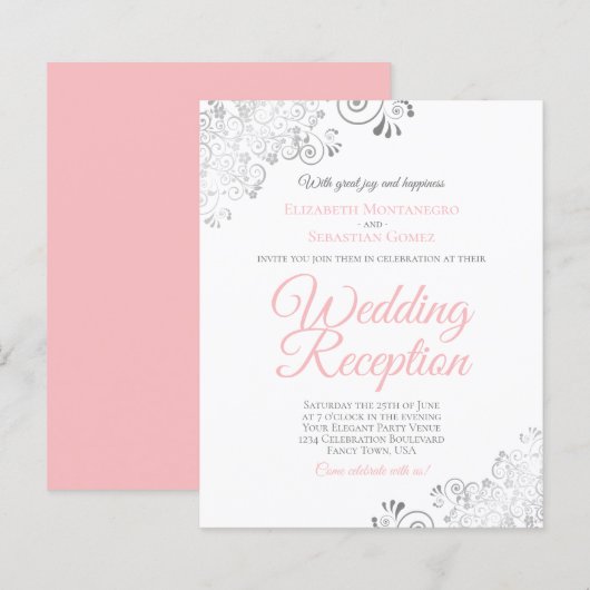 Blush Pink & White BUDGET Weddenschappen Receptie  (Voorkant / Achterkant)