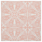 Blush Pink & White Bunny Rabbit Medallion Pattern Stof (Swatch)