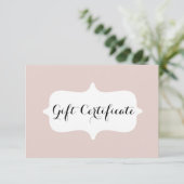Blush Pink White Business Gift Certificate Kaart (Staand voorkant)