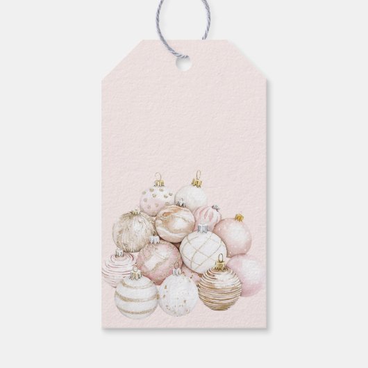 Blush Pink White Champagne Christmas Ornaments Cadeaulabel (Achterkant)
