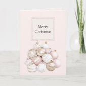 Blush Pink White Champagne Christmas Ornaments Kaart (Voorkant)