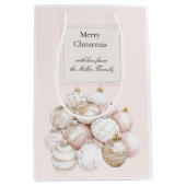 Blush Pink White Champagne Christmas Ornaments Medium Cadeauzakje (Voorkant)
