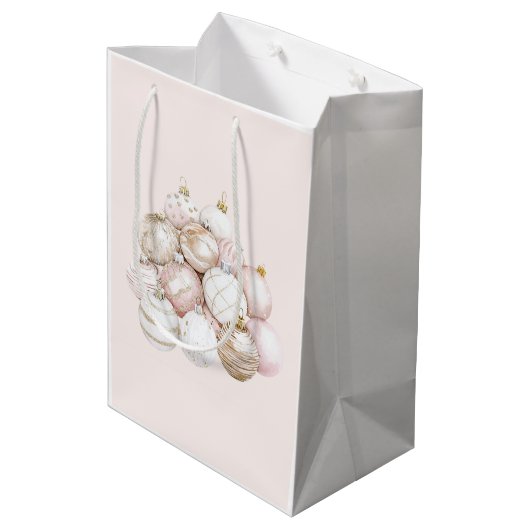 Blush Pink White Champagne Christmas Ornaments Medium Cadeauzakje (Achterkant Gekanteld)
