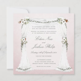 Blush Pink White Chuppah Weddenschap Kaart