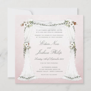 Blush Pink White Chuppah Weddenschap Kaart