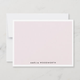 Blush Pink White elegant Classic Luxury Minimalist Notitiekaartje