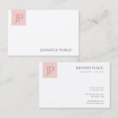 Blush Pink White Elegant modern Eenvoudig Monogram Visitekaartje (Voorkant / Achterkant)