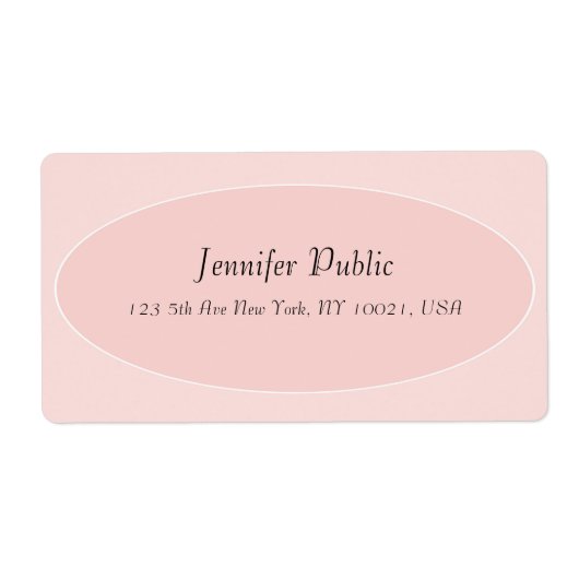 Blush Pink White Elegant Modern Hand Script Trendy Etiket (Voorkant)
