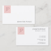 Blush Pink White Elegant Modern Monogram Eenvoudig Visitekaartje (Voorkant / Achterkant)