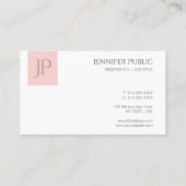 Blush Pink White Elegant Modern Monogram Eenvoudig Visitekaartje (Achterkant)