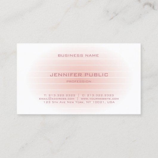 Blush Pink White Elegant Modern Monogram Trendy Visitekaartje (Achterkant)