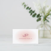 Blush Pink White Elegant Modern Monogram Trendy Visitekaartje (Staand voorkant)