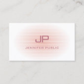 Blush Pink White Elegant Modern Monogram Trendy Visitekaartje (Voorkant)
