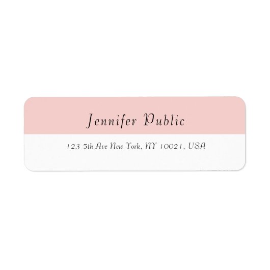 Blush Pink White, elegant, moderne eenvoudige Sjab Etiket (Voorkant)