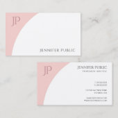Blush Pink White Elegant Moderne Monogram Sjabloon Visitekaartje (Voorkant / Achterkant)