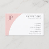 Blush Pink White Elegant Moderne Monogram Sjabloon Visitekaartje (Achterkant)