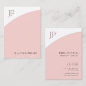Blush Pink White Elegant Moderne Monogram Sjabloon Visitekaartje (Voorkant / Achterkant)
