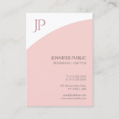 Blush Pink White Elegant Moderne Monogram Sjabloon Visitekaartje (Achterkant)