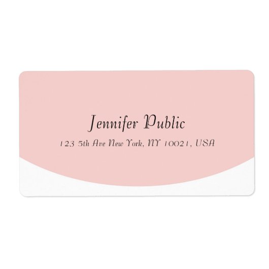 Blush Pink White Elegant Moderne Script Sjabloon Etiket (Voorkant)