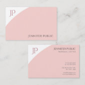 Blush Pink White Elegant Simple Moderne Monogram Visitekaartje (Voorkant / Achterkant)