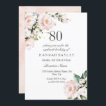Blush Pink & White Floral 80th Birthday Party Kaart<br><div class="desc">Blush Roze & White Floral 80th Birthday Party Invitation Zie bijbehorend collectie in Niche en nestwinkel</div>