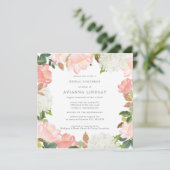 Blush Pink White Floral Bridal Luncheon Kaart (Staand voorkant)