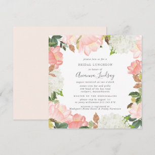 Blush Pink White Floral Bridal Luncheon Kaart