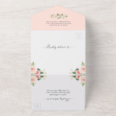 Blush Pink White Floral Budget Weddenschap All In One Uitnodiging (Buitenkant)