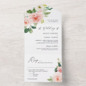 Blush Pink White Floral Budget Weddenschap All In One Uitnodiging (Binnen)