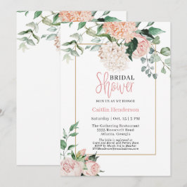 Blush Pink White Floral Hydrangea Vrijgezellenfees Kaart
