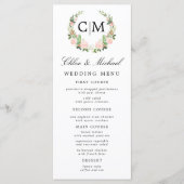 Blush Pink White Floral Monogram Name Weddenschap Menu (Voorkant)