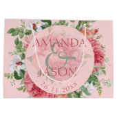 Blush Pink White  Floral schattig bruiloft Groot Cadeauzakje (Achterkant)