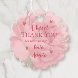 Blush Pink White  Floral schattig Vrijgezellenfees Bedankjes Labels