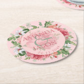 Blush Pink White  Floral schattige bruiloft Ronde Kartonnen Onderzetter (Gebogen)