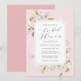 Blush Pink White Floral Vrijgezellenfeest Kaart