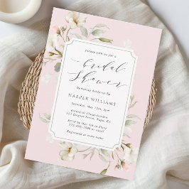 Blush Pink White Floral Vrijgezellenfeest Kaart