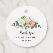 Blush Pink White Floral Weddenschap Bedankt Bedankjes Labels (Achterkant)