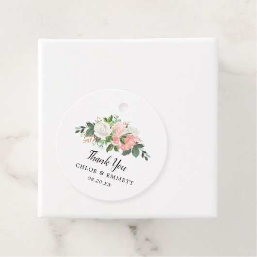 Blush Pink White Floral Weddenschap Bedankt Bedankjes Labels (In situ)